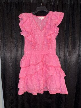 LoveShackFancy Pink Ruffle Tiered Mini Dress
